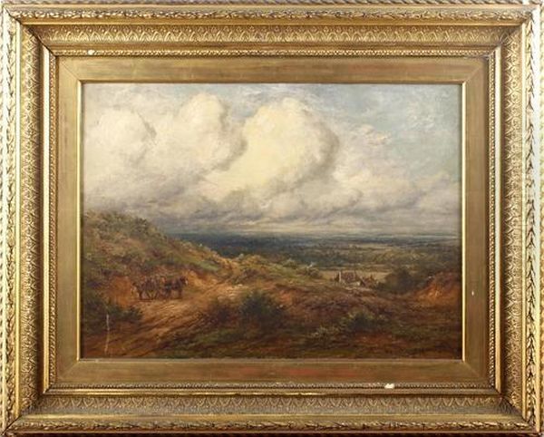 Farm Cart On A Track In An Extensive Landscape Oil Painting by Thomas James Soper