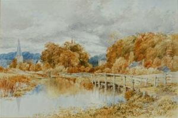 River Landscape With Bridge Oil Painting by Thomas James Soper