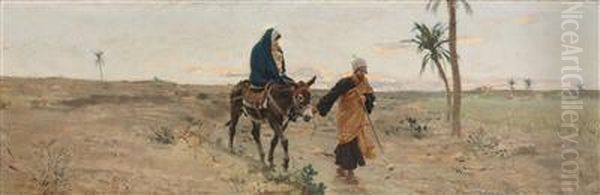 The Flight Into Egypt Oil Painting by Raffaelo Sorbi