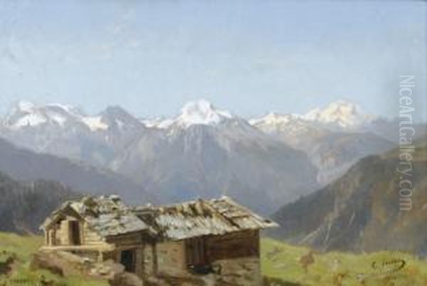 Monte Leone Et Fletschhorn-dome Oil Painting by Eugene Etienne Sordet