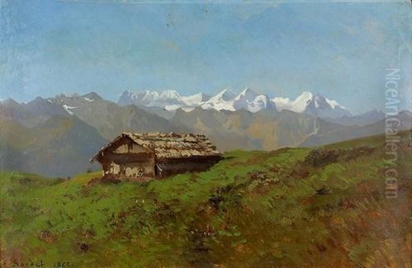 Sommerliche Alp Mit Fernblick. Oil Painting by Eugene Etienne Sordet