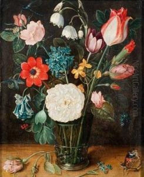 Bouquet De Fleurs Sur Un Entablement Oil Painting by Isaak Soreau