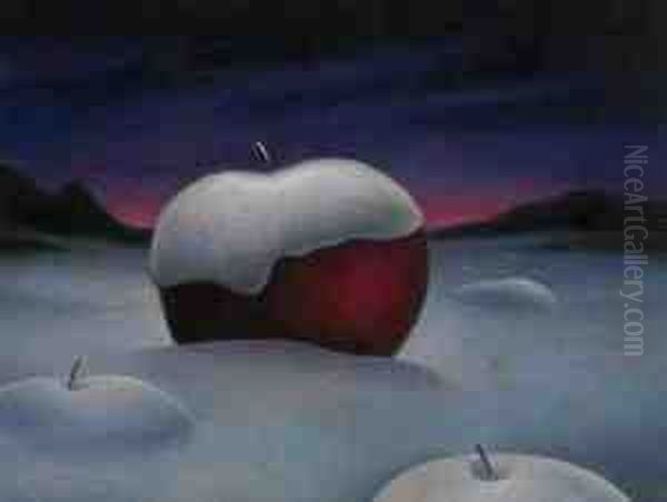 Apple In Snow Oil Painting by John Johnston Soren