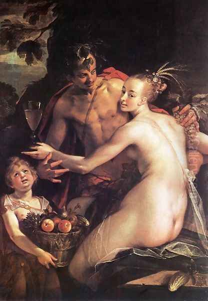 Bacchus, Ceres and Cupid Oil Painting by Hans Von Aachen