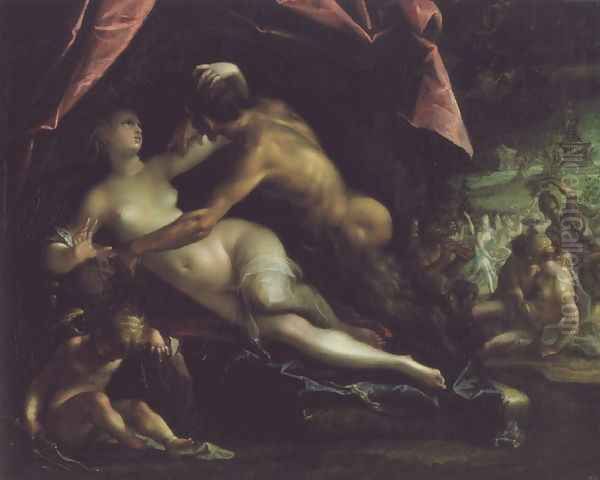 Pan und Selene Oil Painting by Hans Von Aachen