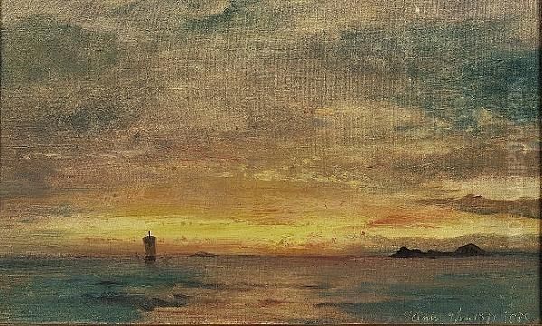 Off The Coast Of Kinn, Norway Oil Painting by Carl Frederich Sorensen