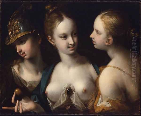 Pallas Athena, Venus and Juno Oil Painting by Hans Von Aachen