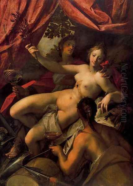 Allegory of Peace, Art and Abundance Oil Painting by Hans Von Aachen