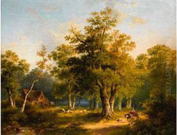 Eichenwaldlandschaft Oil Painting by Acobus Loernsz. Sorensen