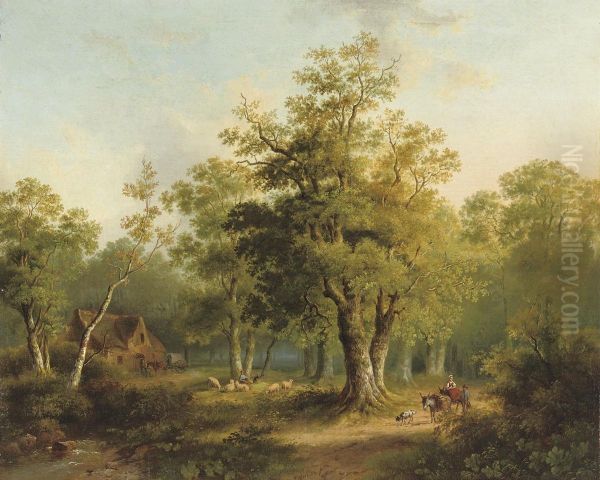 In The Woods Oil Painting by Acobus Loernsz. Sorensen