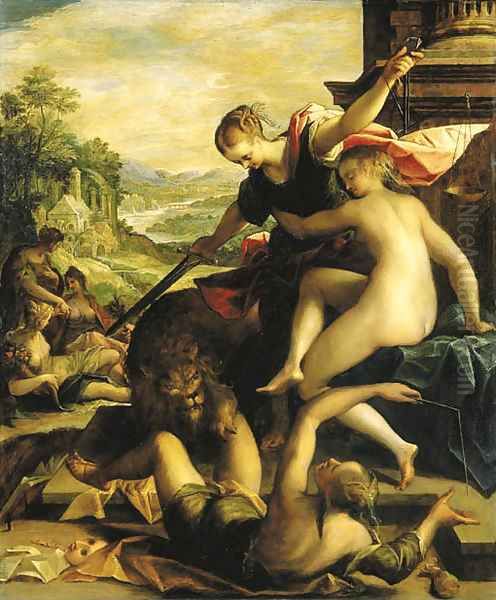 The Triumph of Truth and the Imperial Cause Oil Painting by Hans Von Aachen