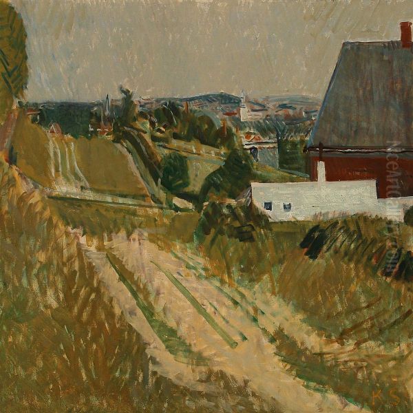 Landscape With A Farm Oil Painting by Karl Sorensen