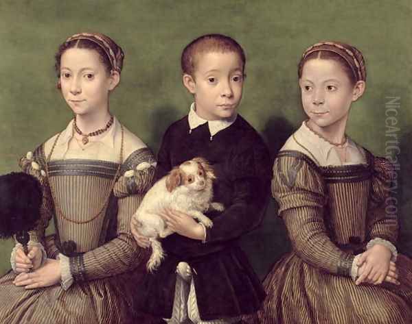 Two Sisters and a Brother of the Artist Oil Painting by Sofonisba Anguissola