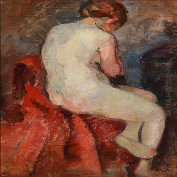 Susanne I Badet Oil Painting by Soren Sorensen