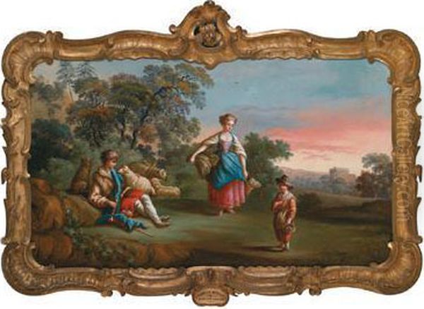 Famiglia Di Pastori Oil Painting by Johan Jacob Sorg