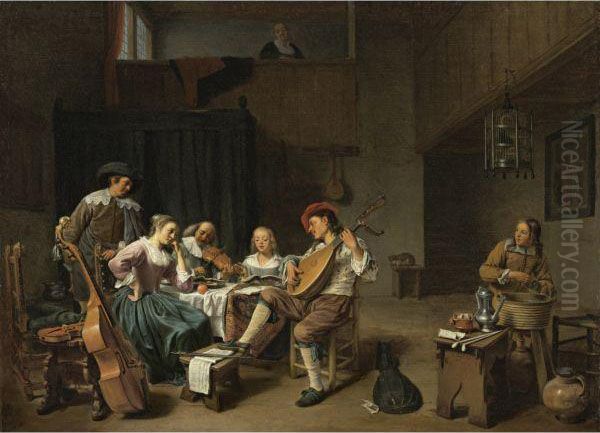 Musical Company Oil Painting by Hendrick Maertensz. Sorch (see Sorgh)