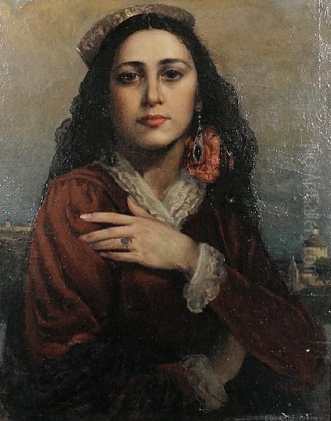 Portrait Of A Spanish Woman Oil Painting by Eduardo Soria