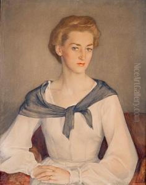 Portrait Of Princess Irina Obolensky Oil Painting by Savely Sawelij Sorin /