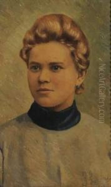 Portrait De Jeune Femme Blonde Oil Painting by Savely Sawelij Sorin /