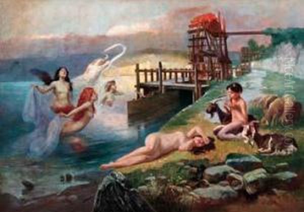 Scena Mitologica Oil Painting by Enrico Sorio