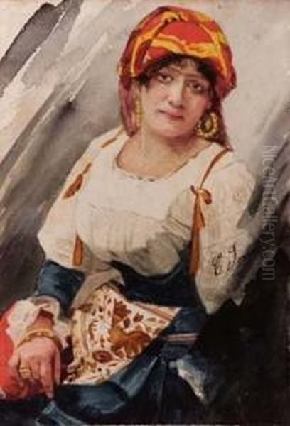 Donna In Costume Oil Painting by Luigi Sorio