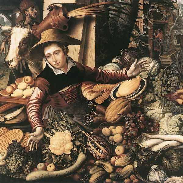 Market Woman With Vegetable Stall 1567 Oil Painting by Pieter Aertsen