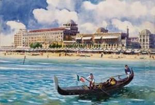 Al Lido Oil Painting by Gian Luciano Sormani