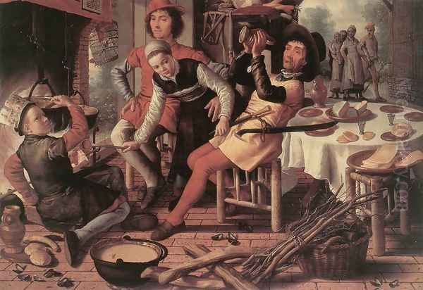 Peasants by the Hearth 1560 Oil Painting by Pieter Aertsen