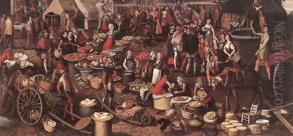 Market Scene 1550 Oil Painting by Pieter Aertsen