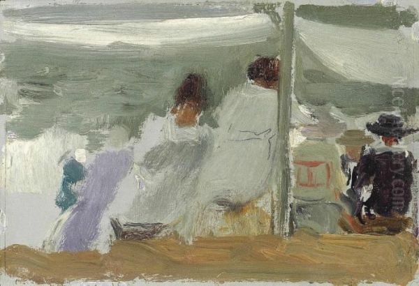 Women On The Beach, San Sebastian Oil Painting by Joaquin Sorolla Y Bastida