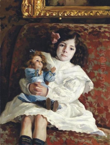 Portrait Of A Young Girl Oil Painting by Joaquin Sorolla Y Bastida