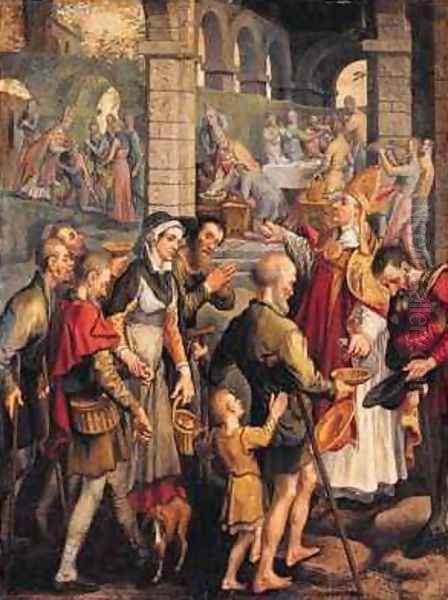 Scenes from the Life of an Unidentified Bishop Saint Oil Painting by Pieter Aertsen