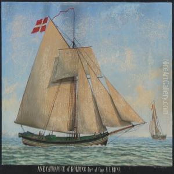 The Galease Ane Catharine Of Kolding Under The Command Oil Painting by Frederik Sorvig