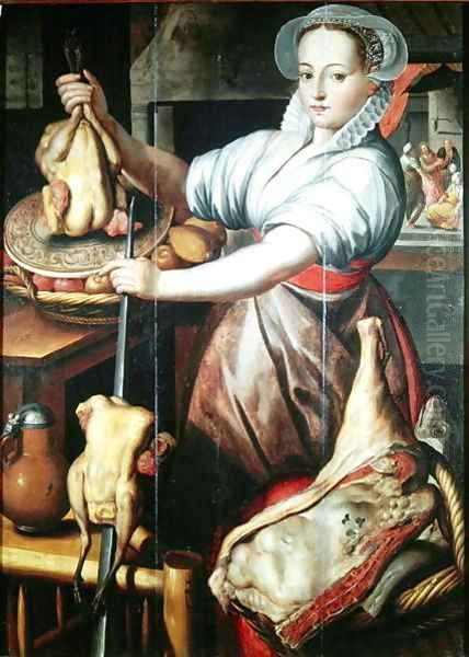 Martha Preparing Dinner for Jesus Oil Painting by Pieter Aertsen