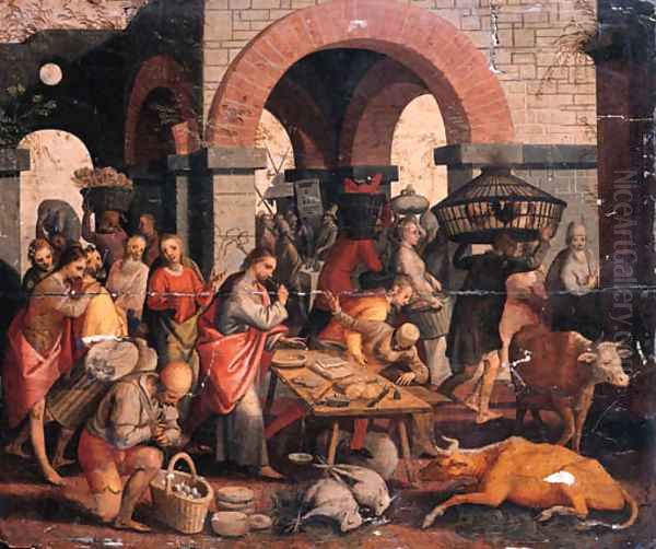 Christ driving the Money Changers from the Temple Oil Painting by Pieter Aertsen