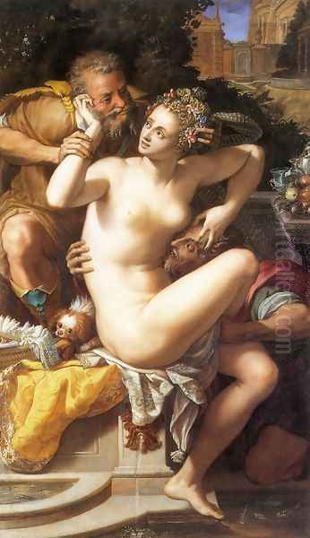 Susanna and The Elders Oil Painting by Alessandro Allori