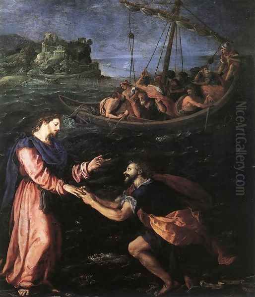 St Peter Walking on the Water 1590 Oil Painting by Alessandro Allori