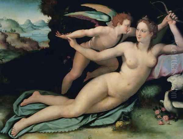 Venus and Cupid (2) Oil Painting by Alessandro Allori