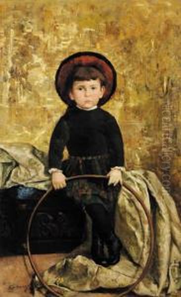 Bambino Con Cerchio Oil Painting by Giovanni Sottocornola