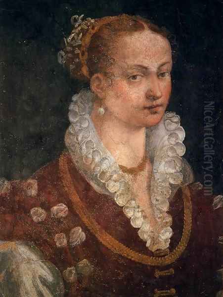 Portrait of Bianca Cappello, Second Wife of Francesco I de' Medici Oil Painting by Alessandro Allori