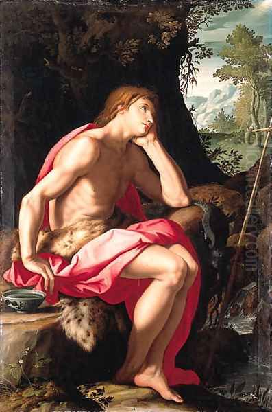 Saint John the Baptist in the wilderness Oil Painting by Alessandro Allori