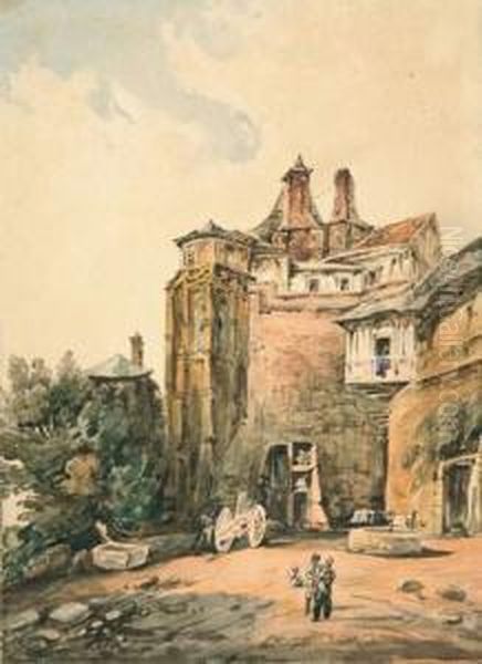 Mittelalterliches Gebaude In Blois An Der Loire. Oil Painting by Wilhelm Ferdinand Souchon