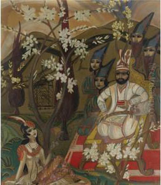 Oriental Scene Oil Painting by Serge Iurevich Soudeikine