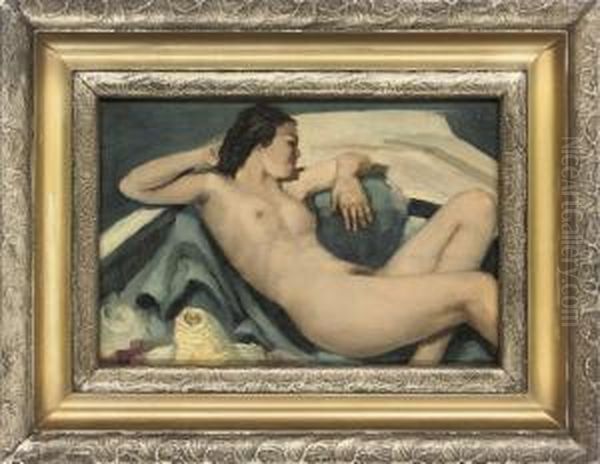 Reclining Nude Oil Painting by Frantisek Ladislav Soukup