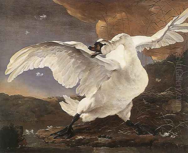 The Threatened Swan before 1652 Oil Painting by Jan Asselyn