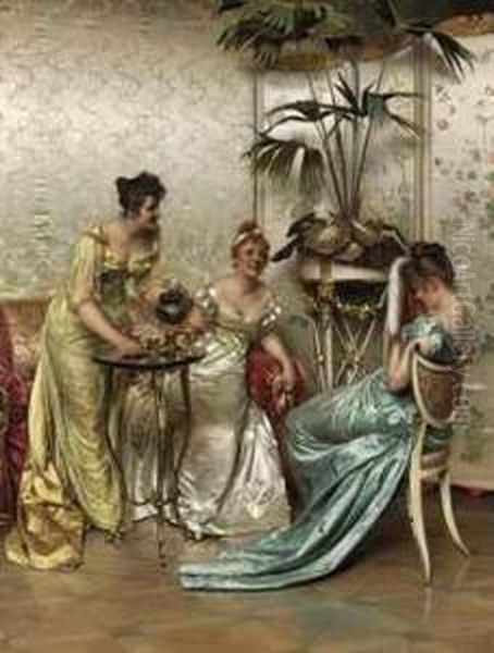 Teatime Tales Oil Painting by Charles Joseph Frederick Soulacroix