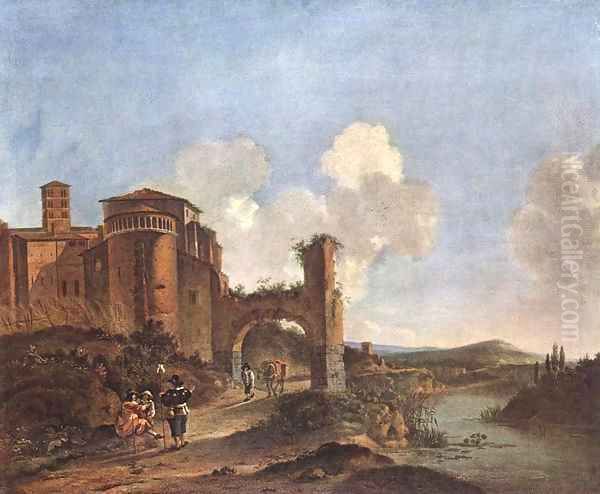 Italian Landscape with SS. Giovanni e Paolo in Rome 2 Oil Painting by Jan Asselyn