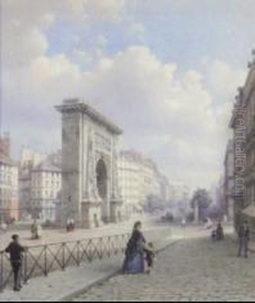 Grands Boulevards Oil Painting by Mathieu Eugene Edouard Soules