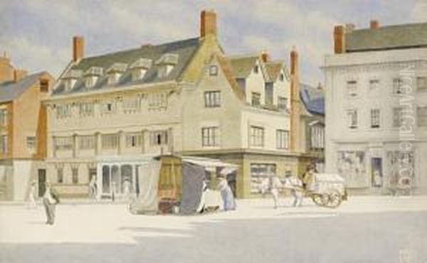 Banbury Market Place Oil Painting by Joseph Edward Southall