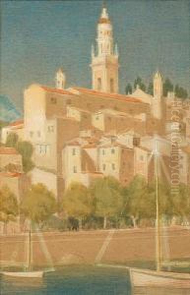 Menton Oil Painting by Joseph Edward Southall